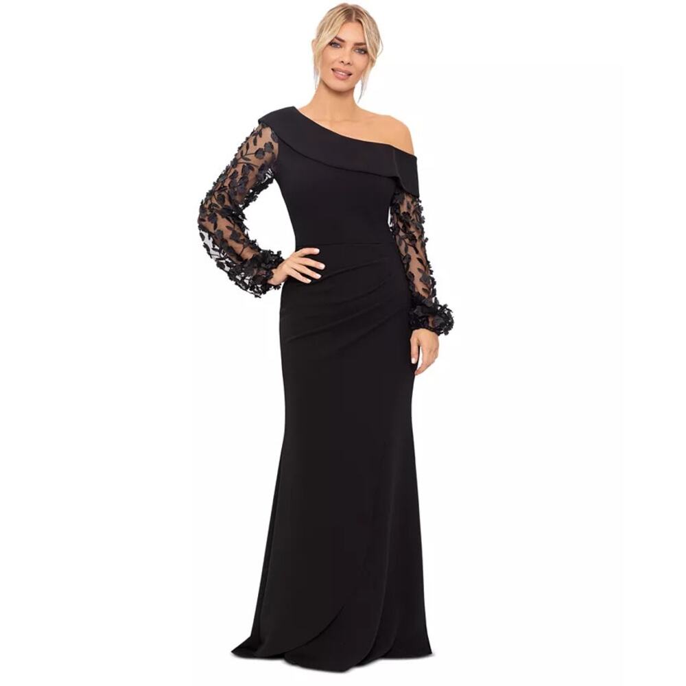Xscape Black One-Shoulder Gown